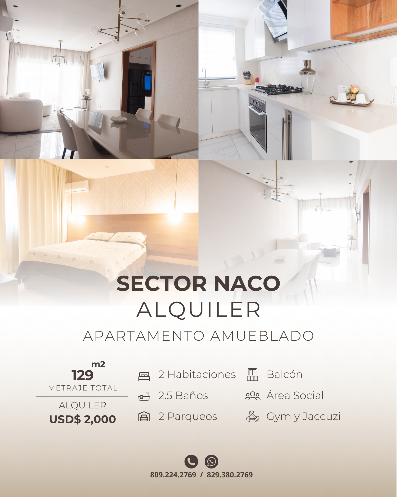 Apartamento amueblado en alquiler en Naco